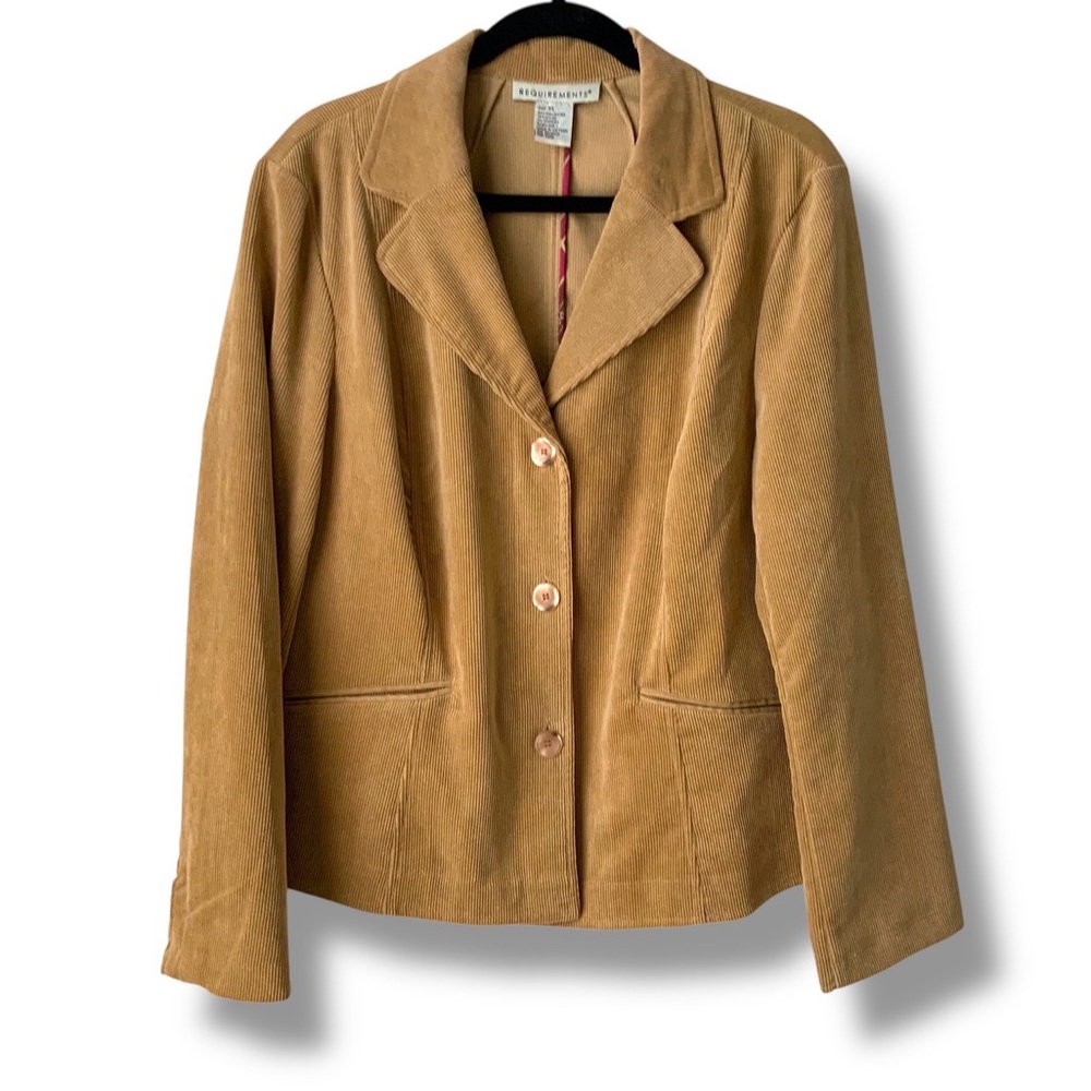REQUIREMENTS Corduroy Blazer Camel Tan XL - Picture 2 of 9
